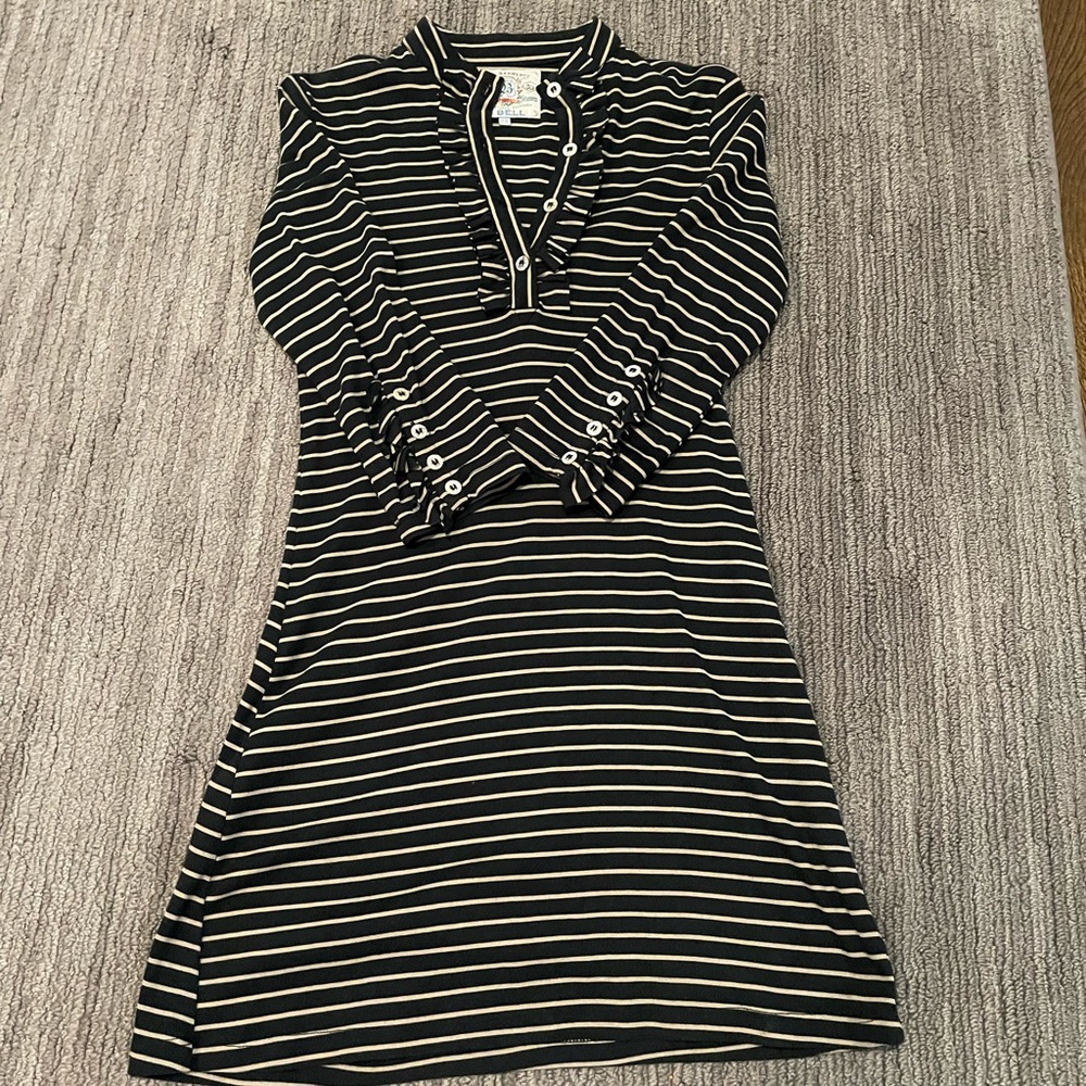 Bell shirt dress with ruffle and button details